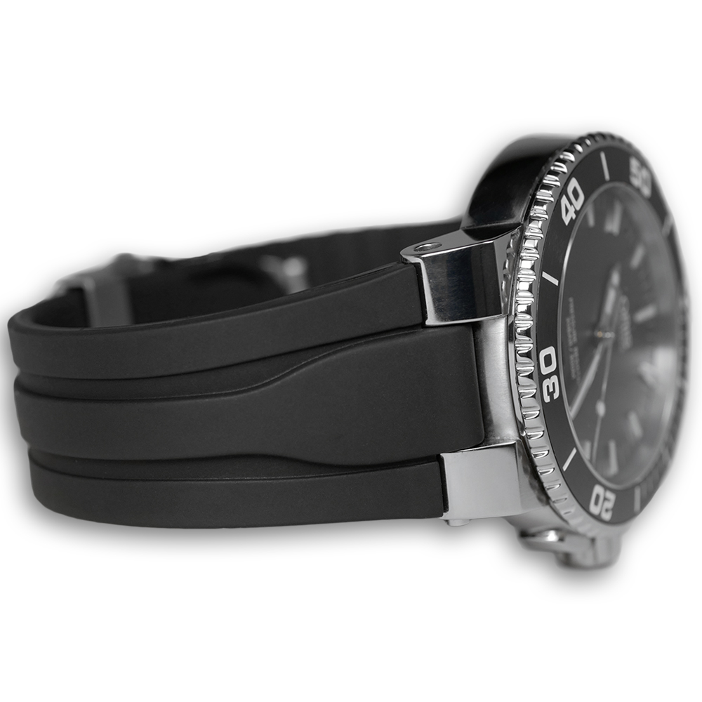 Chronotiempo Black Silicone Band ORIS Aquis Date Watch Strap 24mm